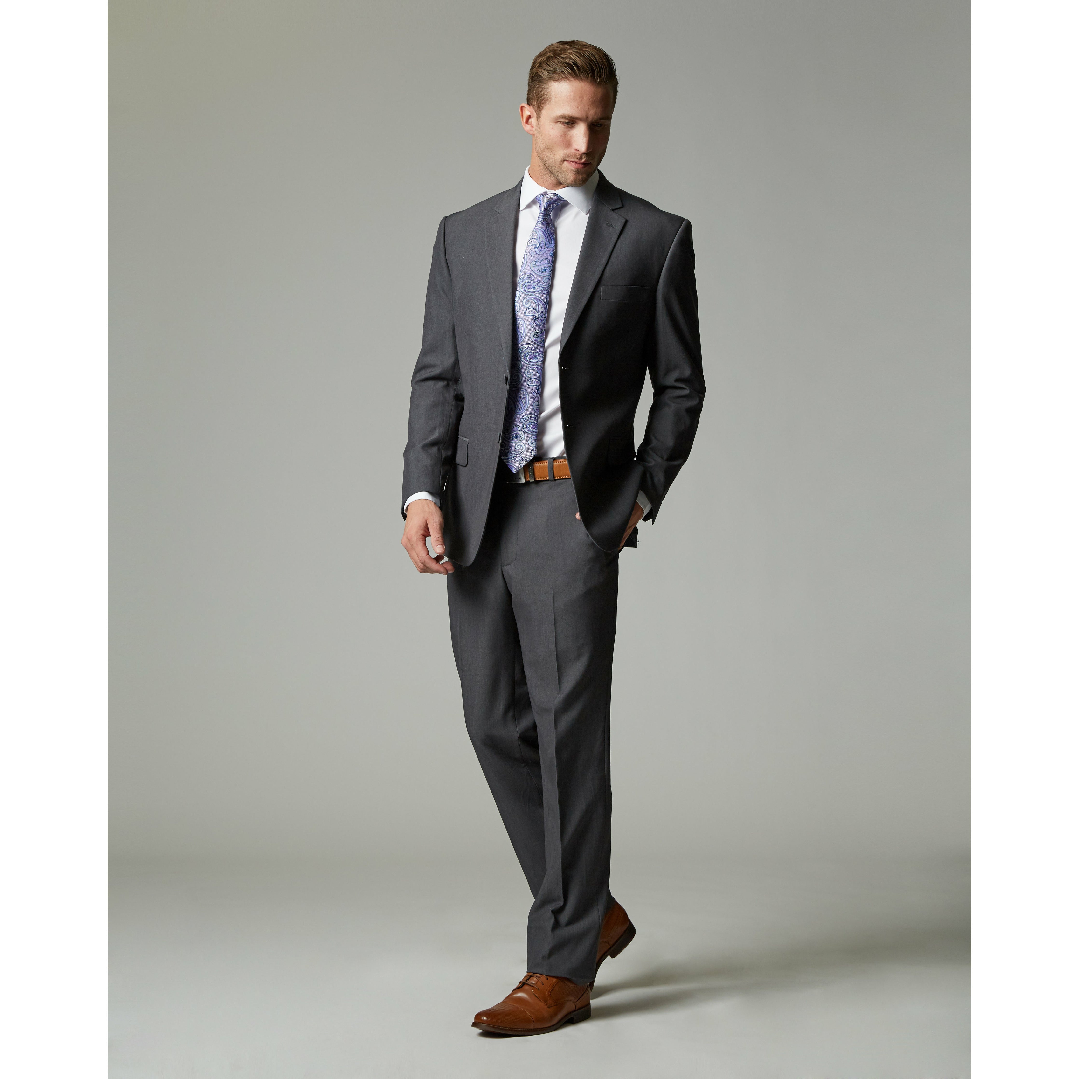 Medium Grey Tour Stretch Modern Fit 1-Pant Suit